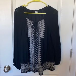 Black & White Peasant Top
